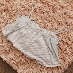 Me to We White Striped Crop Top (XS)